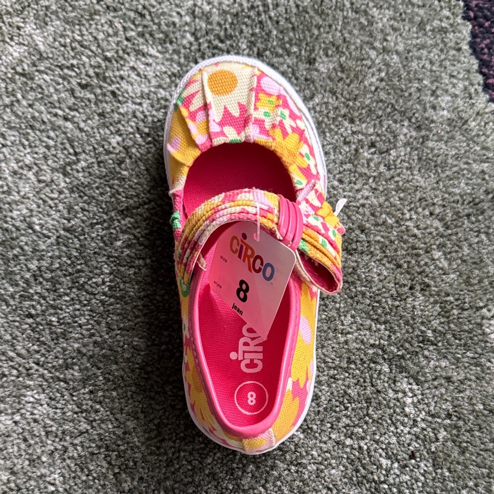 New Circo Kids Pink and Yellow Floral Dress Shoes